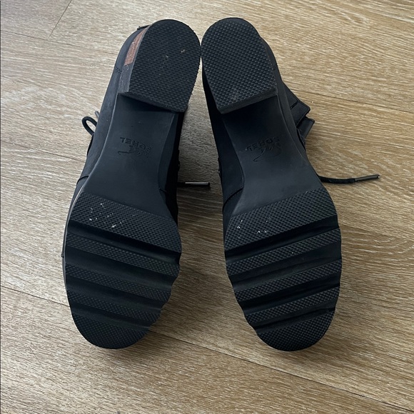 Sorel Addington Waterproof Lace Up Bootie Black Leather Heeled Ankle Boot NL2360 - Picture 12 of 13